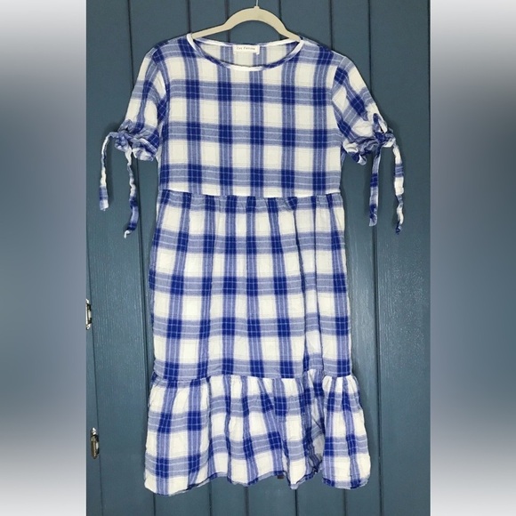 Ces Femme Dresses & Skirts - Blue White Checkered Plaid Dress Size Small Retro Fairy Cottage Core Peasant
